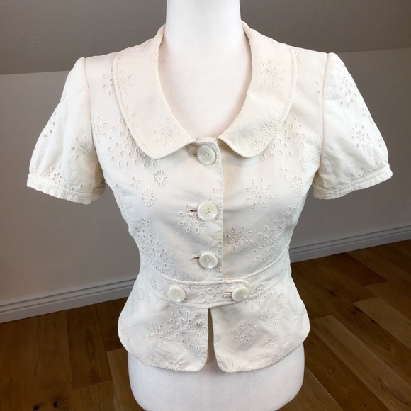 Vintage Antonio Melani Short Sleeve Eyelet Blazer - Picture 1 of 4